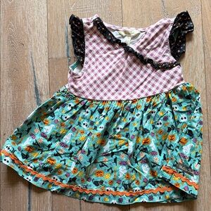 Matilda Jane Pink Gingham and Teal Halloween Dress